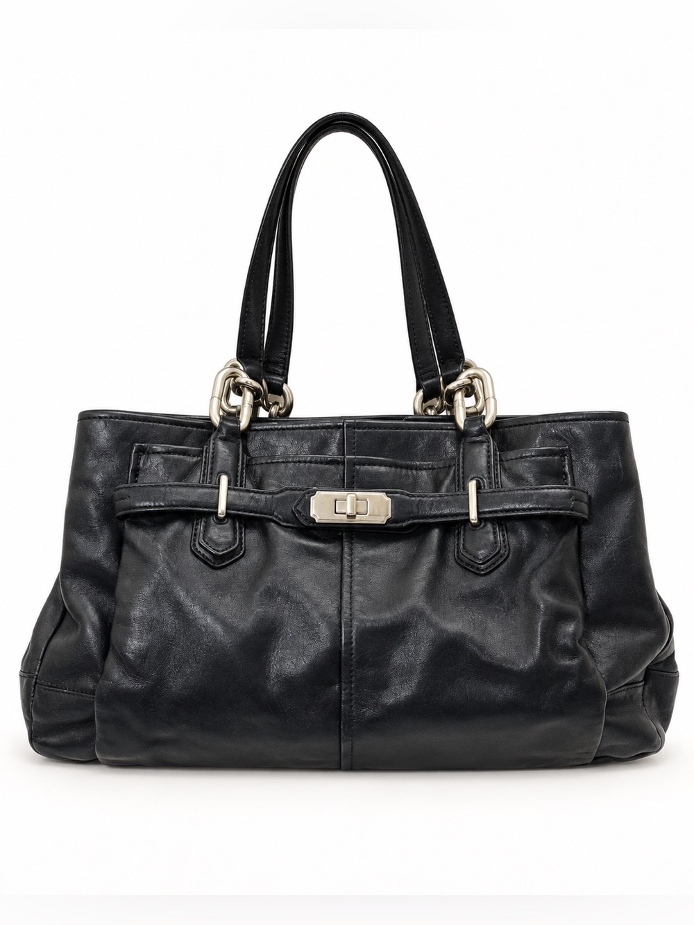 Coach Chelsea Jayden 17811 Black Leather East West Carryall Satchel